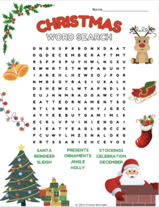 Christmas Holiday Word Search