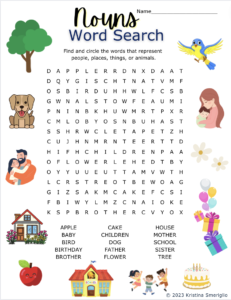 Nouns Word Search for Reading Students