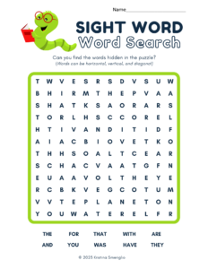 Sight Words Word Search for Emerging Readers